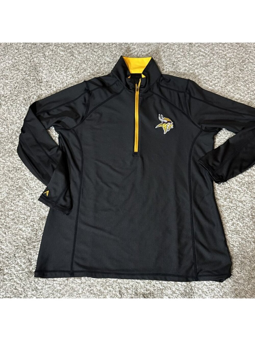 Minnesota Vikings 1/4 Zip Pullover Jacket Women's Size L Black Yellow  Antigua